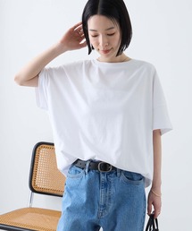 Aunely（オーネリー）の「【Aunely】ひんやり 360°きれい見え コクーンシルエット ミニマル Tシャツ <YOSOOIシリーズ>（Tシャツ/カットソー）」