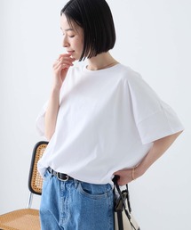 Aunely（オーネリー）の「【Aunely】ひんやり 360°きれい見え コクーンシルエット ミニマル Tシャツ <YOSOOIシリーズ>（Tシャツ/カットソー）」