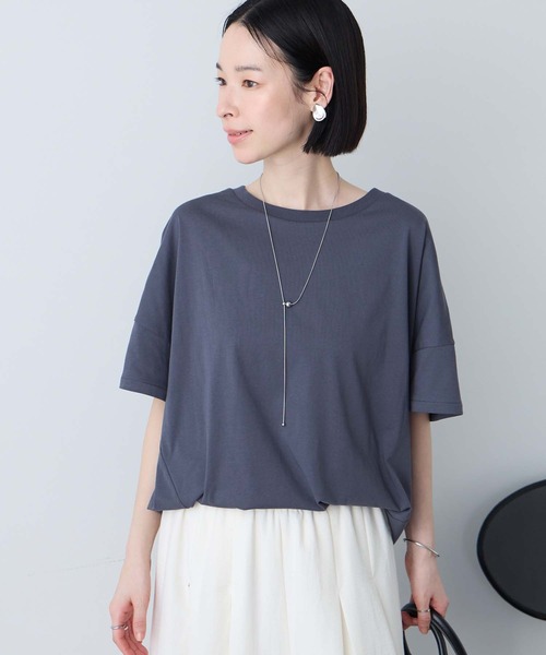 Aunely(オーネリー)の「【Aunely】ひんやり 360°きれい見え コクーンシルエット ミニマル Tシャツ <YOSOOIシリーズ>(Tシャツ/カットソー・レディース・ロイヤルブルー/イエロー系/ネイビー/ブラウン/レッド/ブラック/ライトベージュ/オフホワイト/チャコールグレー・M/L)」の18枚目の写真