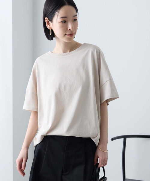 Aunely(オーネリー)の「【Aunely】ひんやり 360°きれい見え コクーンシルエット ミニマル Tシャツ <YOSOOIシリーズ>(Tシャツ/カットソー・レディース・ロイヤルブルー/イエロー系/ネイビー/ブラウン/レッド/ブラック/ライトベージュ/オフホワイト/チャコールグレー・M/L)」の19枚目の写真