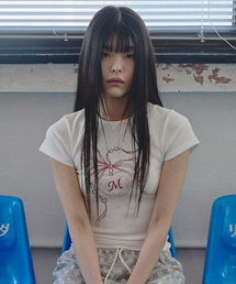 M ハートペンダント半袖Tシャツ ホワイト