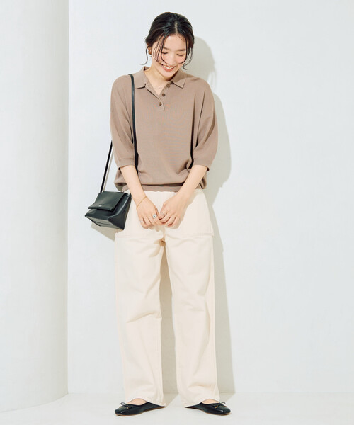 FREAK'S STORE(フリークスストア)の「限定展開 サマーニット 半袖 ポロシャツ(ニット/セーター・レディース・ネイビー/レッド/ブラウン/ピンク/グリーン/ベージュ/モカ/ナチュラル/ブラック・フリ-)」の10枚目の写真