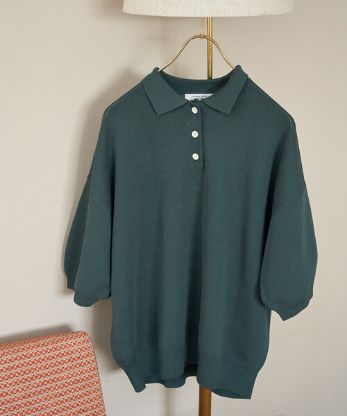 FREAK'S STORE(フリークスストア)の「限定展開 サマーニット 半袖 ポロシャツ(ニット/セーター・レディース・ネイビー/レッド/ブラウン/ピンク/グリーン/ベージュ/モカ/ナチュラル/ブラック・フリ-)」の19枚目の写真