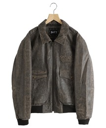 BOTT（ボット）の「BOTT / ボット：Script Logo Cracked Leather Jacket：BOTT-25AW-02[WAX]（その他アウター）」
