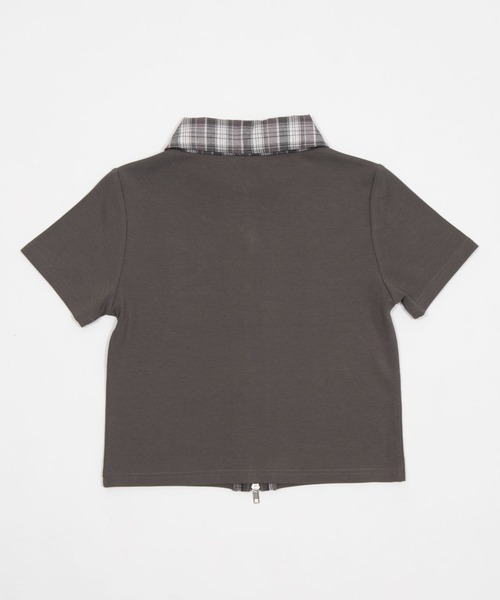 dispark(ディスパーク)の「DISPARK/【26年春夏新作】チェックドッキングZIPトップ(Tシャツ/カットソー・レディース・グレー/ベージュ・FREE)」の13枚目の写真