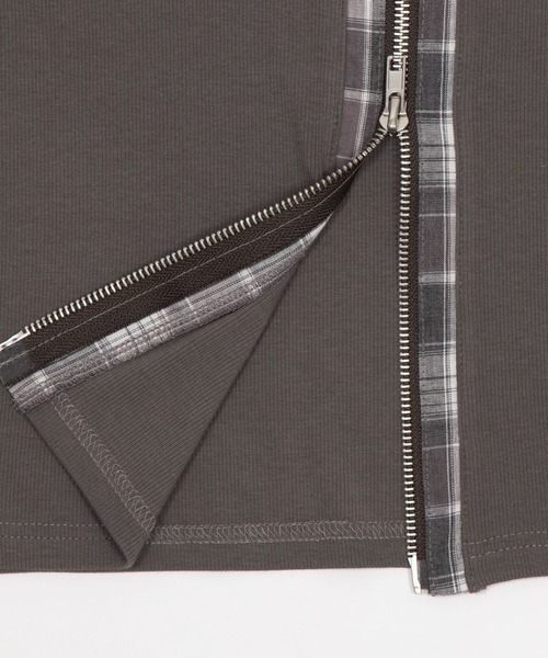 dispark(ディスパーク)の「DISPARK/【26年春夏新作】チェックドッキングZIPトップ(Tシャツ/カットソー・レディース・グレー/ベージュ・FREE)」の17枚目の写真