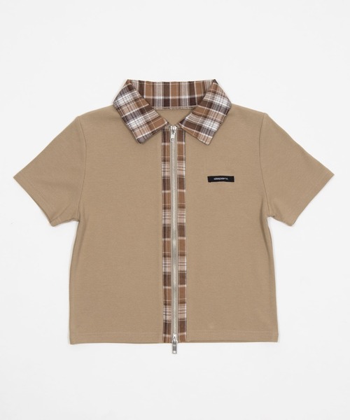 dispark(ディスパーク)の「DISPARK/【26年春夏新作】チェックドッキングZIPトップ(Tシャツ/カットソー・レディース・グレー/ベージュ・FREE)」の11枚目の写真