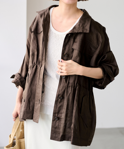 FRAMeWORK(フレームワーク)の「≪新色 / 追加≫ラミースタンドブルゾン(その他アウター・レディース・ネイビー/カーキ/ブラウン・FREE)」の1枚目の写真