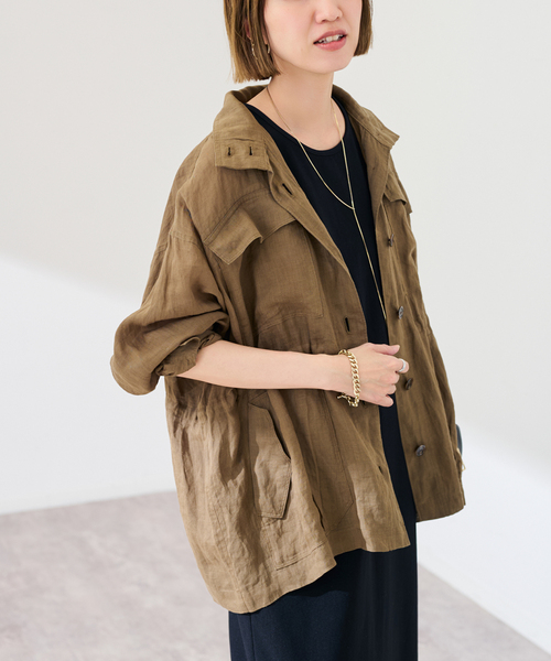 FRAMeWORK(フレームワーク)の「≪新色 / 追加≫ラミースタンドブルゾン(その他アウター・レディース・ネイビー/カーキ/ブラウン・FREE)」の2枚目の写真