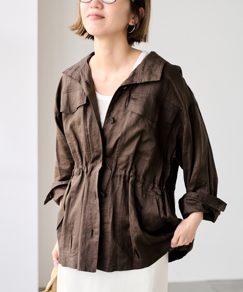 FRAMeWORK(フレームワーク)の「≪新色 / 追加≫ラミースタンドブルゾン(その他アウター・レディース・ネイビー/カーキ/ブラウン・FREE)」の7枚目の写真