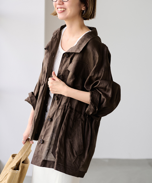 FRAMeWORK(フレームワーク)の「≪新色 / 追加≫ラミースタンドブルゾン(その他アウター・レディース・ネイビー/カーキ/ブラウン・FREE)」の8枚目の写真