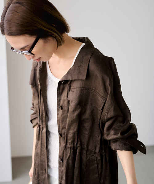 FRAMeWORK(フレームワーク)の「≪新色 / 追加≫ラミースタンドブルゾン(その他アウター・レディース・ネイビー/カーキ/ブラウン・FREE)」の10枚目の写真