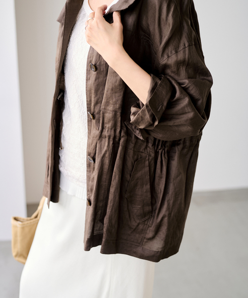 FRAMeWORK(フレームワーク)の「≪新色 / 追加≫ラミースタンドブルゾン(その他アウター・レディース・ネイビー/カーキ/ブラウン・FREE)」の11枚目の写真