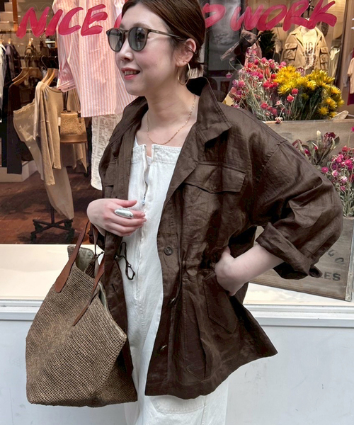 FRAMeWORK(フレームワーク)の「≪新色 / 追加≫ラミースタンドブルゾン(その他アウター・レディース・ネイビー/カーキ/ブラウン・FREE)」の14枚目の写真