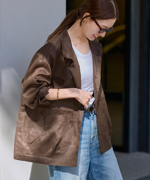 FRAMeWORK(フレームワーク)の「≪新色 / 追加≫ラミースタンドブルゾン(その他アウター・レディース・ネイビー/カーキ/ブラウン・FREE)」の18枚目の写真