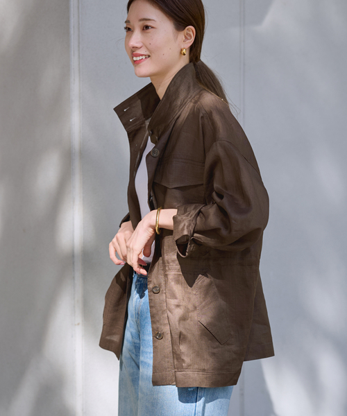 FRAMeWORK(フレームワーク)の「≪新色 / 追加≫ラミースタンドブルゾン(その他アウター・レディース・ネイビー/カーキ/ブラウン・FREE)」の19枚目の写真