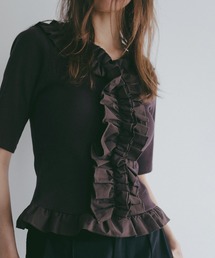 MANOF（マノフ）の「FRILL NECK RIB TOPS（Tシャツ/カットソー）」