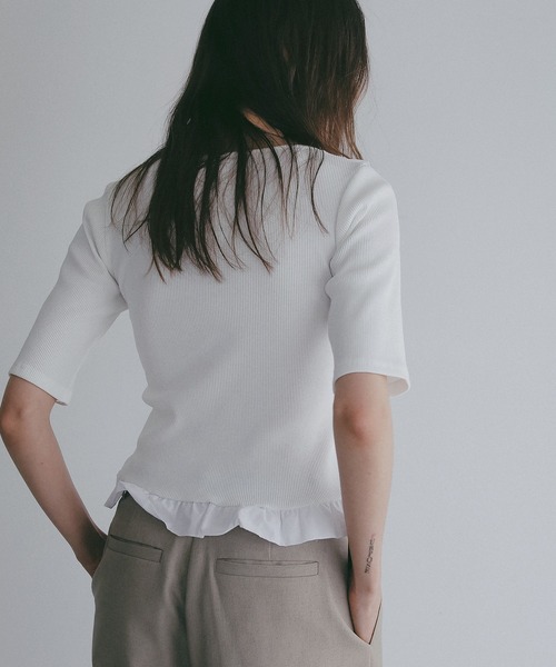 FRILL NECK RIB TOPS（Tシャツ/カットソー）｜MANOF（マノフ）の