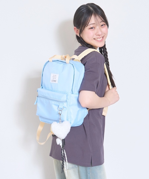 LOVETOXIC(ラブトキシック)の「【LTXC】【容量7L】スクエアナイロンミニリュック(バックパック/リュック・キッズ・ライトブルー/ブラック/オレンジ・F)」の5枚目の写真