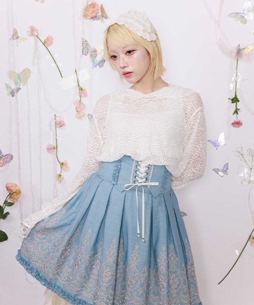 myu:loret(ミュウロレット)の「レースパーカープルオーバー(Tシャツ/カットソー・レディース・ホワイト/ブラック・FREE)」の9枚目の写真