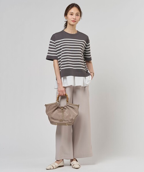 J.PRESS(ジェイプレス)の「【一枚で着映え】COTTON ACETATE DRY ニット Tシャツ(ニット/セーター・レディース・オレンジ系1/ダークブラウン系1/ベージュ系1・T13/T15)」の8枚目の写真