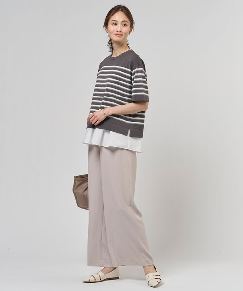 J.PRESS(ジェイプレス)の「【一枚で着映え】COTTON ACETATE DRY ニット Tシャツ(ニット/セーター・レディース・オレンジ系1/ダークブラウン系1/ベージュ系1・T13/T15)」の9枚目の写真