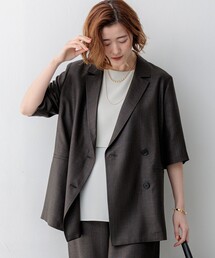 リネンライクグロッシー ハーフスリーブ ダブル ジャケット