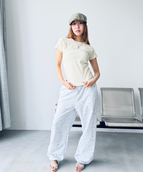 Y2K SYNAPSE FACTORY（ワイツーケー シナプスファクトリー）の「【ボタニカル】ワイドジョガーパンツ（スウェットパンツ・レディース・サックスブルー/ピンク・FREE）」の8枚目の写真