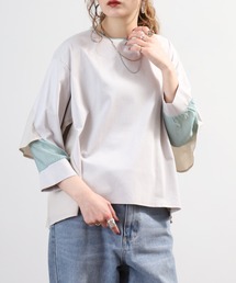 EGLANTINE 異素材切替バックシャンカットソー 半端袖