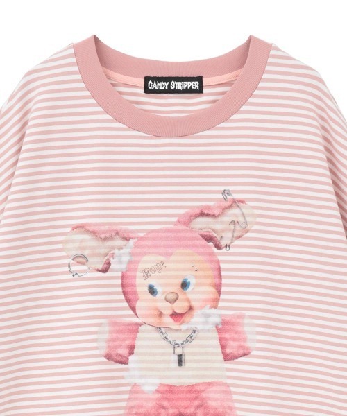 Candy Stripper（キャンディストリッパー）の「DOPE BUNNY BORDER BIG Tシャツ（Tシャツ/カットソー・レディース・ブラック/ブルー/ピンク・FREE）」の4枚目の写真