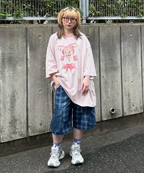Candy Stripper（キャンディストリッパー）の「DOPE BUNNY BORDER BIG Tシャツ（Tシャツ/カットソー・レディース・ブラック/ブルー/ピンク・FREE）」の9枚目の写真