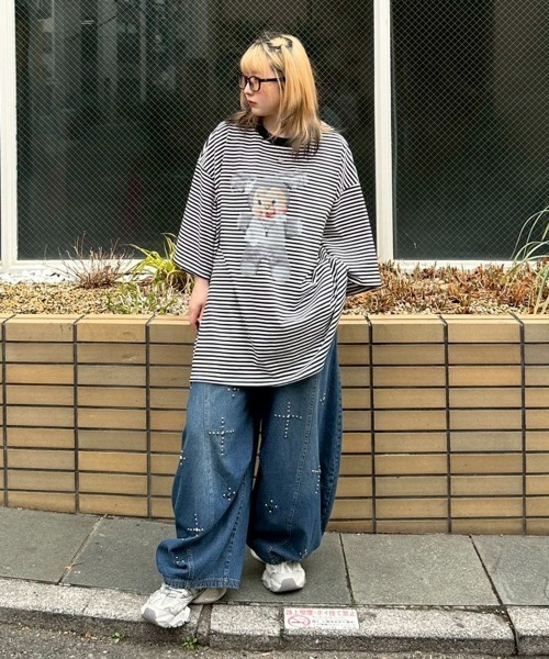 Candy Stripper（キャンディストリッパー）の「DOPE BUNNY BORDER BIG Tシャツ（Tシャツ/カットソー・レディース・ブラック/ブルー/ピンク・FREE）」の21枚目の写真