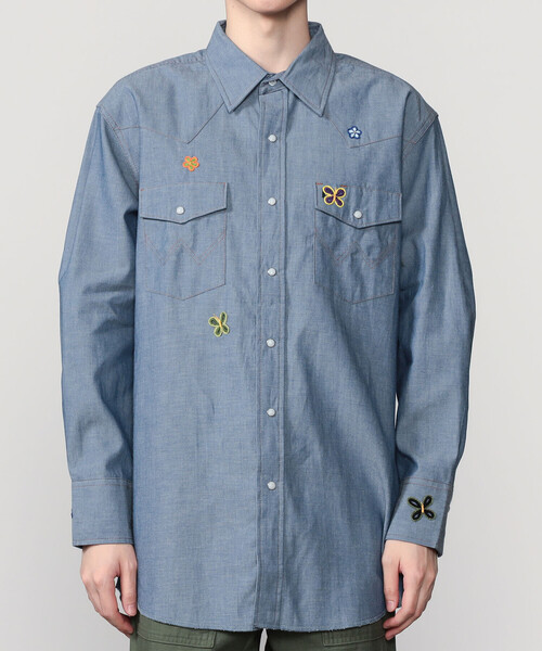 MONITALY(モニタリー)の「monitaly | クロシェ刺繍 ウエスタンワークシャツ MEN(シャツ/ブラウス・メンズ・ブルー・L/M)」の7枚目の写真