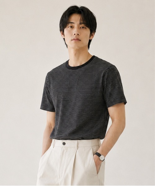 MILLER（ミラー）の「Robert P. Miller / パネルリブ半袖 / 109C（Tシャツ/カットソー・メンズ・ブラック系その他2/イエロー系その他/グレー系その他/チャコールグレー/ブルー/ブラック系その他/ホワイト系その他2/グレー/グレー系その他2/ミント/ホワイト系その他3/ブラウン/ホワイト・LARGE/X-LARGE/MEDIUM）」の5枚目の写真