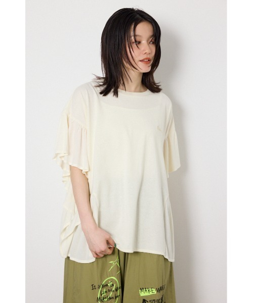 RODEO CROWNS WIDE BOWL(ロデオクラウンズワイドボウル)の「レーヨンクレープドッキングフリルトップス(その他トップス・レディース・ライム/ダークオレンジ/チャコールグレー/オフホワイト・FREE)」の10枚目の写真
