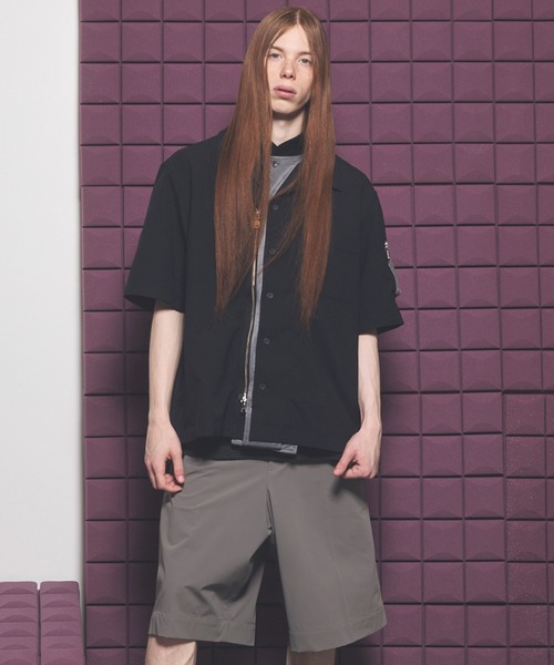 MAISON SPECIAL(メゾンスペシャル)の「《UNISEX》Layering MA-1 Docking Prime-Over Open Collar Short Sleeve Shirt/レイヤリングMA-1ドッキングプライムオーバーオープンカラーショートスリーブシャツ【MAISON SPECIAL/メゾンスペシャル】(シャツ/ブラウス・メンズ・ブラック/カーキ/チャコールグレー・0/1/2)」の14枚目の写真