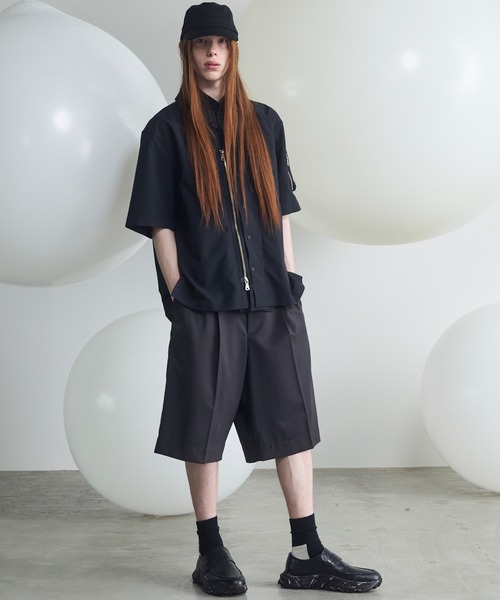 MAISON SPECIAL(メゾンスペシャル)の「《UNISEX》Layering MA-1 Docking Prime-Over Open Collar Short Sleeve Shirt/レイヤリングMA-1ドッキングプライムオーバーオープンカラーショートスリーブシャツ【MAISON SPECIAL/メゾンスペシャル】(シャツ/ブラウス・メンズ・ブラック/カーキ/チャコールグレー・0/1/2)」の5枚目の写真