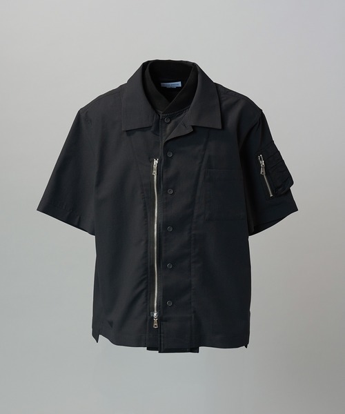 MAISON SPECIAL(メゾンスペシャル)の「《UNISEX》Layering MA-1 Docking Prime-Over Open Collar Short Sleeve Shirt/レイヤリングMA-1ドッキングプライムオーバーオープンカラーショートスリーブシャツ【MAISON SPECIAL/メゾンスペシャル】(シャツ/ブラウス・メンズ・ブラック/カーキ/チャコールグレー・0/1/2)」の18枚目の写真