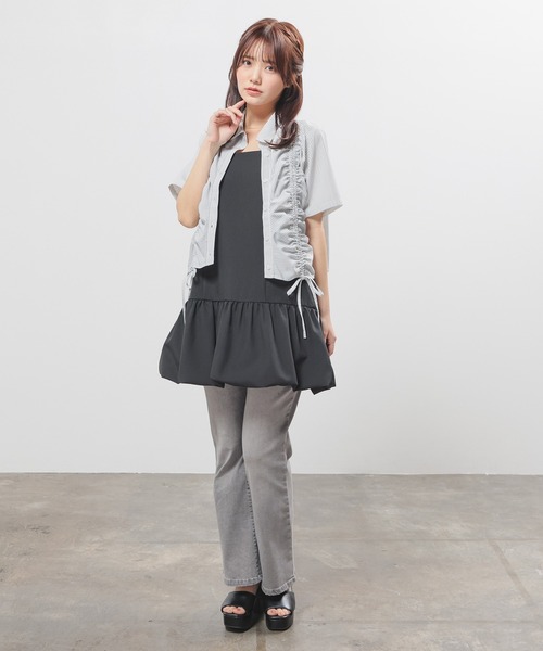 Honeys(ハニーズ)の「ドロストショート丈シャツ(シャツ/ブラウス・レディース・ホワイト×ネイビー/ホワイト×ブルー/サックスブルー/ブルー系その他3・L/M/S)」の14枚目の写真