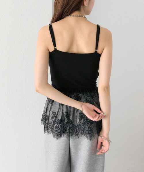 mystic(ミスティック)の「【レイヤードスタイルにも◎】パット付きレースドッキングキャミソール(キャミソール・レディース・ブラック/オフホワイト・FREE)」の4枚目の写真