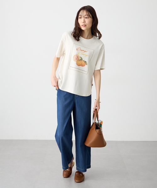 Petit Honfleur(プチオンフルール)の「配色フルーツTシャツ【オーガニックコットンブレンド・UVカット・接触冷感】(Tシャツ/カットソー・レディース・グレー/ホワイト/ベージュ・M/L)」の22枚目の写真