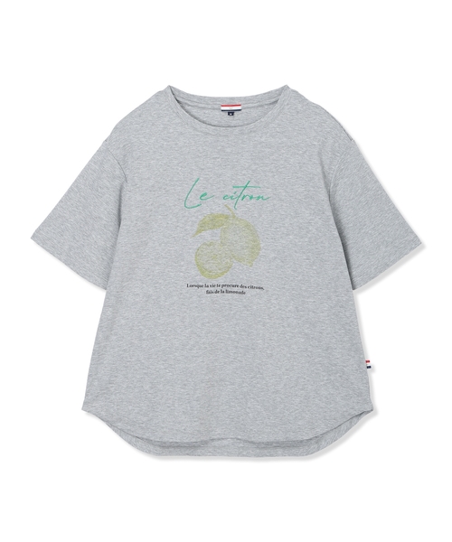 Petit Honfleur(プチオンフルール)の「配色フルーツTシャツ【オーガニックコットンブレンド・UVカット・接触冷感】(Tシャツ/カットソー・レディース・グレー/ホワイト/ベージュ・M/L)」の5枚目の写真