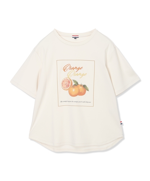 Petit Honfleur(プチオンフルール)の「配色フルーツTシャツ【オーガニックコットンブレンド・UVカット・接触冷感】(Tシャツ/カットソー・レディース・グレー/ホワイト/ベージュ・M/L)」の4枚目の写真