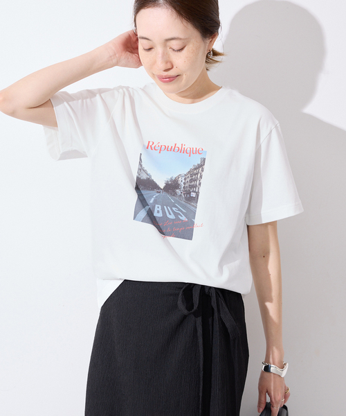 SLOBE IENA(スローブイエナ)の「Le Mares フォトTEE(Tシャツ/カットソー・レディース・ブラック/ホワイト/サックスブルー・FREE)」の9枚目の写真