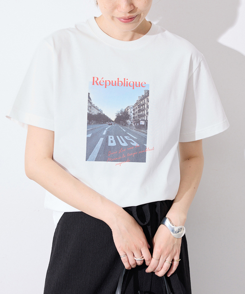 SLOBE IENA(スローブイエナ)の「Le Mares フォトTEE(Tシャツ/カットソー・レディース・ブラック/ホワイト/サックスブルー・FREE)」の10枚目の写真