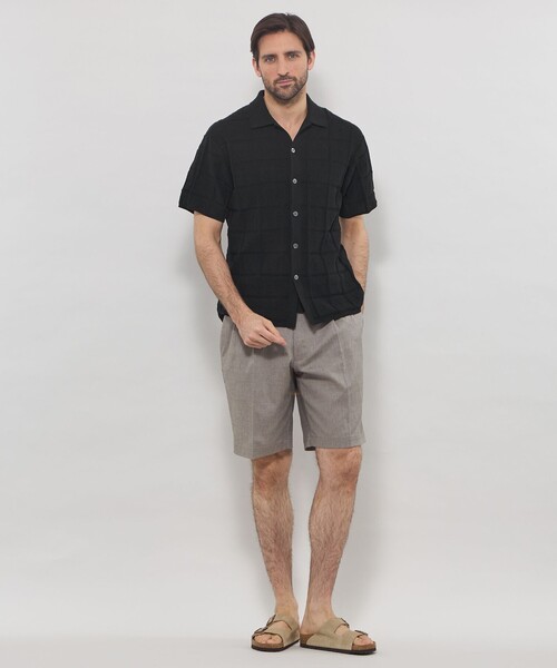 MACKINTOSH LONDON(マッキントッシュ ロンドン)の「【LEON掲載】オープンカラーアイレットニット(シャツ/ブラウス・メンズ・ブラック/ベージュ・M/L)」の3枚目の写真