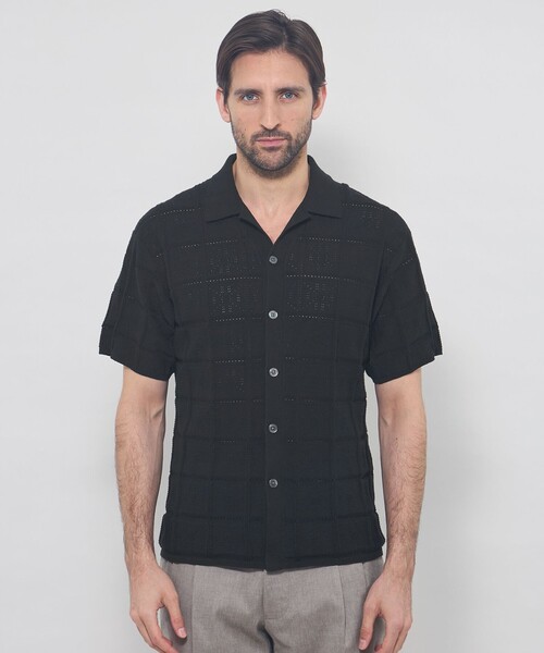 MACKINTOSH LONDON(マッキントッシュ ロンドン)の「【LEON掲載】オープンカラーアイレットニット(シャツ/ブラウス・メンズ・ブラック/ベージュ・M/L)」の6枚目の写真