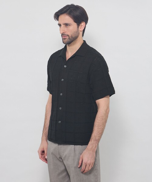 MACKINTOSH LONDON(マッキントッシュ ロンドン)の「【LEON掲載】オープンカラーアイレットニット(シャツ/ブラウス・メンズ・ブラック/ベージュ・M/L)」の7枚目の写真