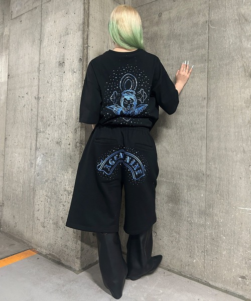 A'GEM9(エージェムナイン)の「A'GEM/9 × .kom 『A'GEM/9/エージェムナイン』ラインストーンショーツ(スウェットパンツ・レディース・ブラック×ブルー/ブラック×シルバー/ブラック×ピンク・M/L)」の17枚目の写真