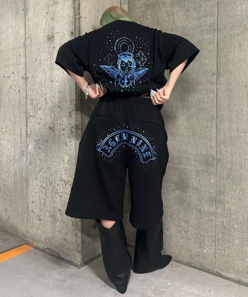 A'GEM9(エージェムナイン)の「A'GEM/9 × .kom 『A'GEM/9/エージェムナイン』ラインストーンショーツ(スウェットパンツ・レディース・ブラック×ブルー/ブラック×シルバー/ブラック×ピンク・M/L)」の18枚目の写真